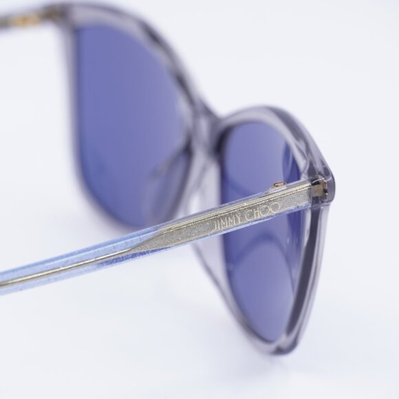 Jimmy Choo BA/G/S 0KB7KU Sunglasses Transparent Grey Cat Eye Frame, Blue Lenses - Picture 5 of 9